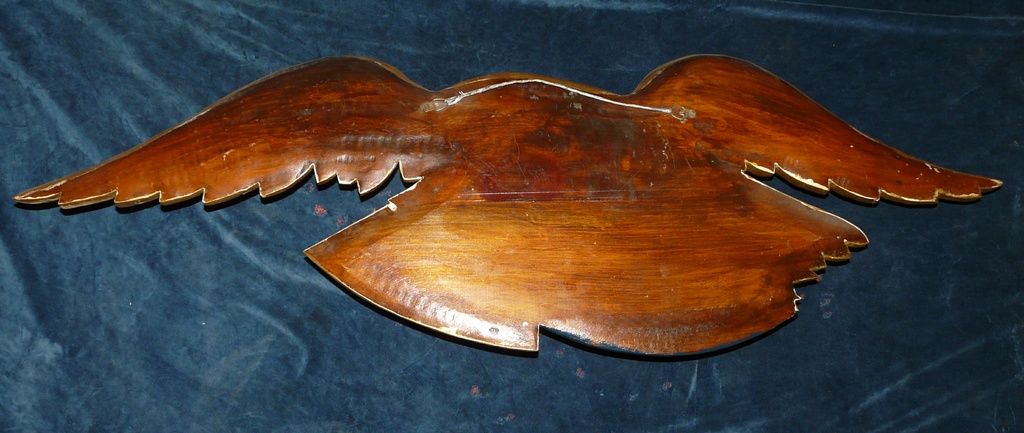 Carved, Painted and Gilt Wood Patriotic American Eagle with shield and Arrows, Early to Mid 20th Century
