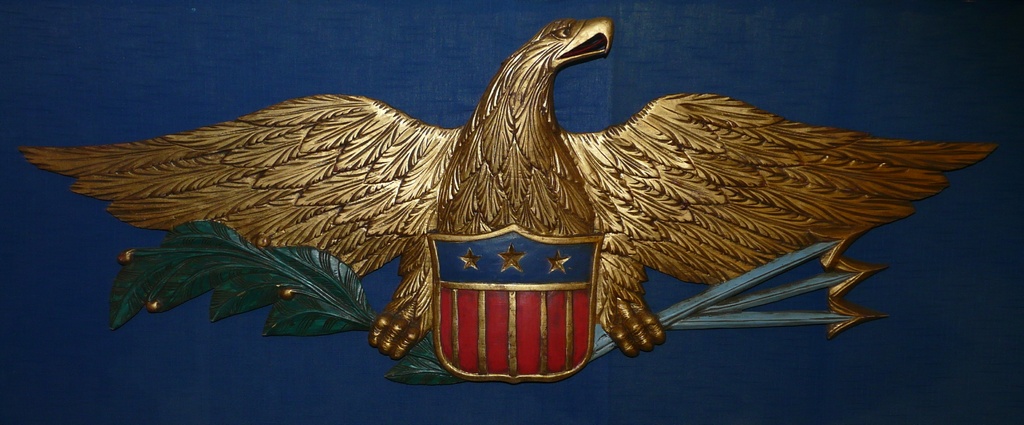American Carved and gilt-wood patriotic eagle