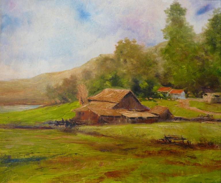 Ahmad Alkarkhi, Ahmad Alkarkhi, Iraqi \ American, Landscape, Acrylic on canvas,,20" x 24", signed LL.